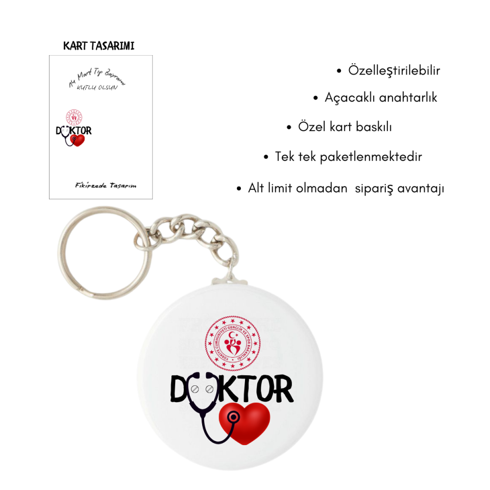 14 Mart Tıp Bayramı Anahtarlık Kartlı