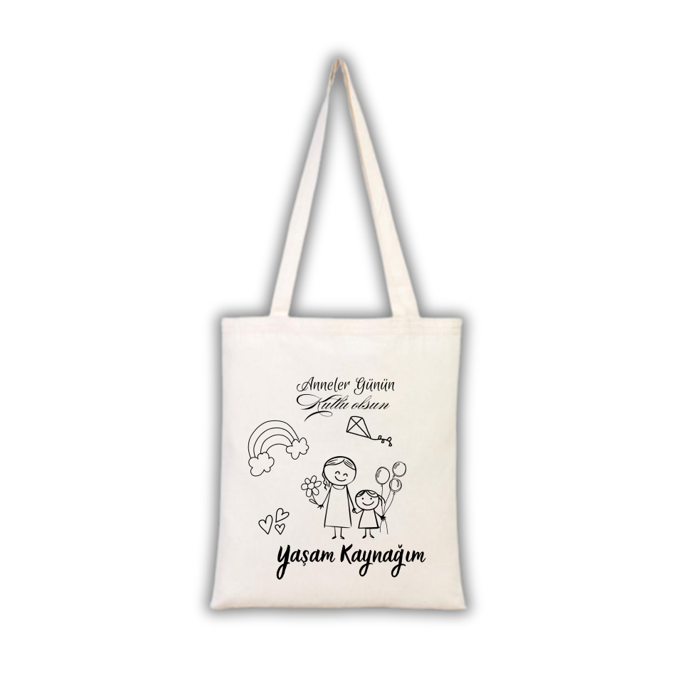 Anneler Günü Boyanabilir Ham Bez Çanta
