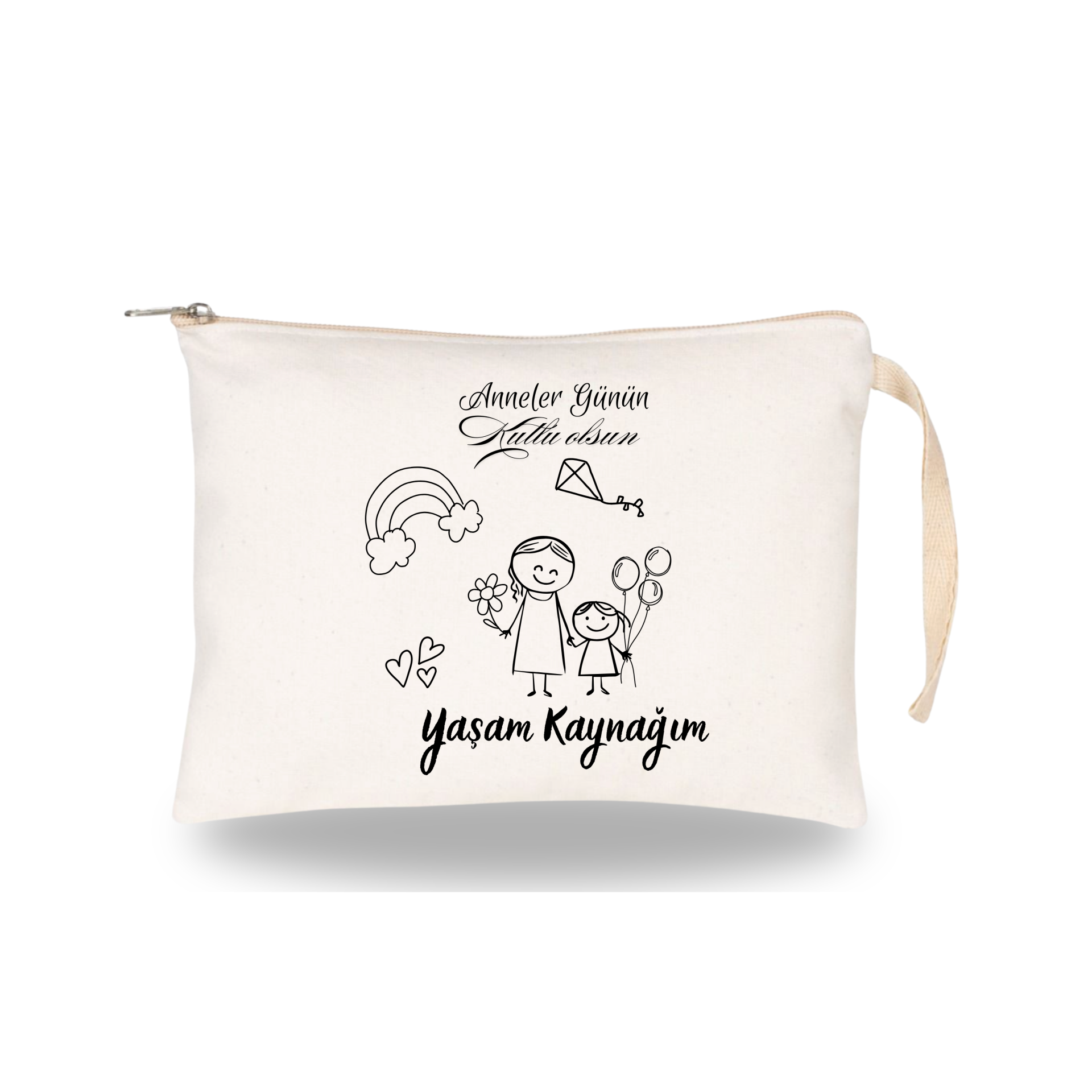 Anneler Günü Boyanabilir Ham Bez Clutch 21x15