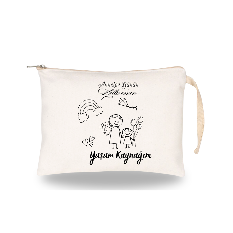 Anneler Günü Boyanabilir Ham Bez Clutch 21x15