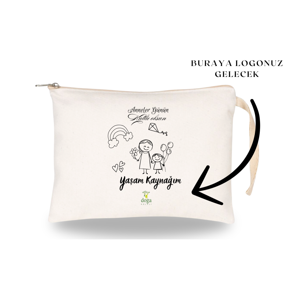 Anneler Günü Boyanabilir Ham Bez Clutch 21x15