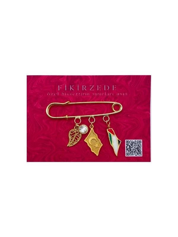 Türk & Filistin Bayrağı Charm Yaka Pini