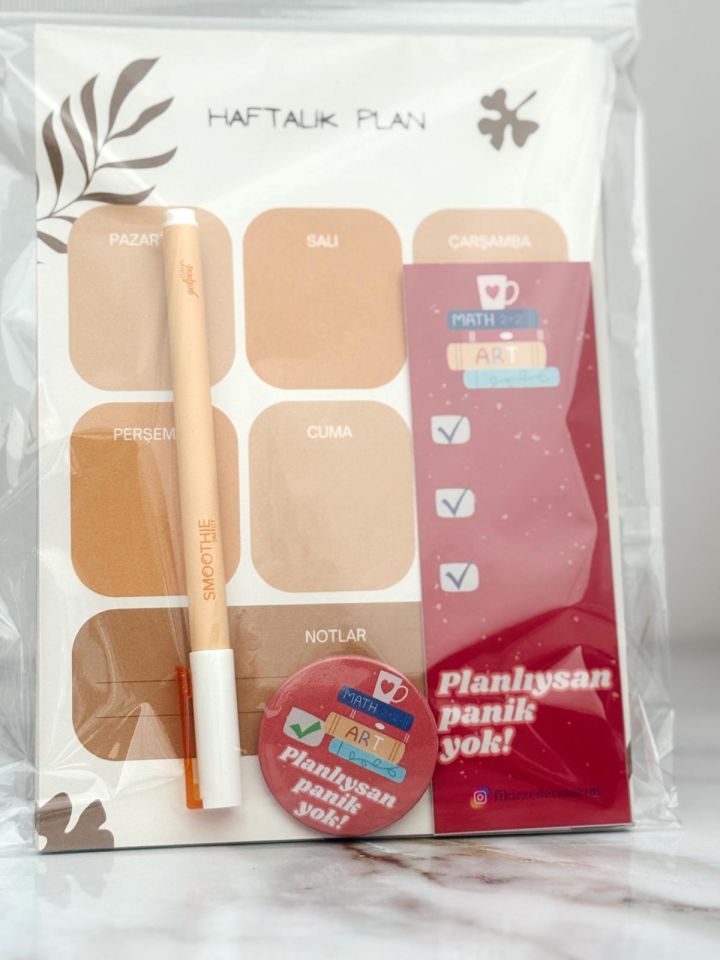 Planlıysan Panik Yok! Turuncu Haftalık Plan & Kalem Seti