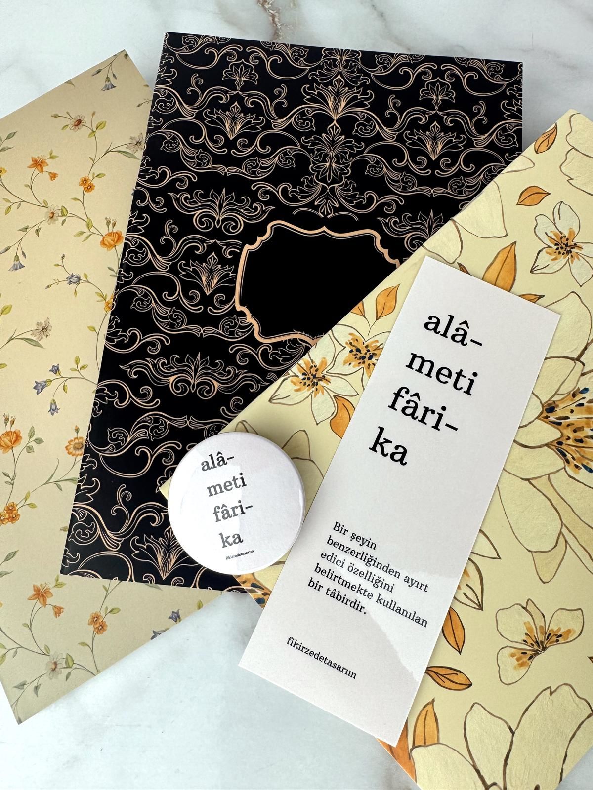 Fantezi Defter& Ayraç & Rozet Seti