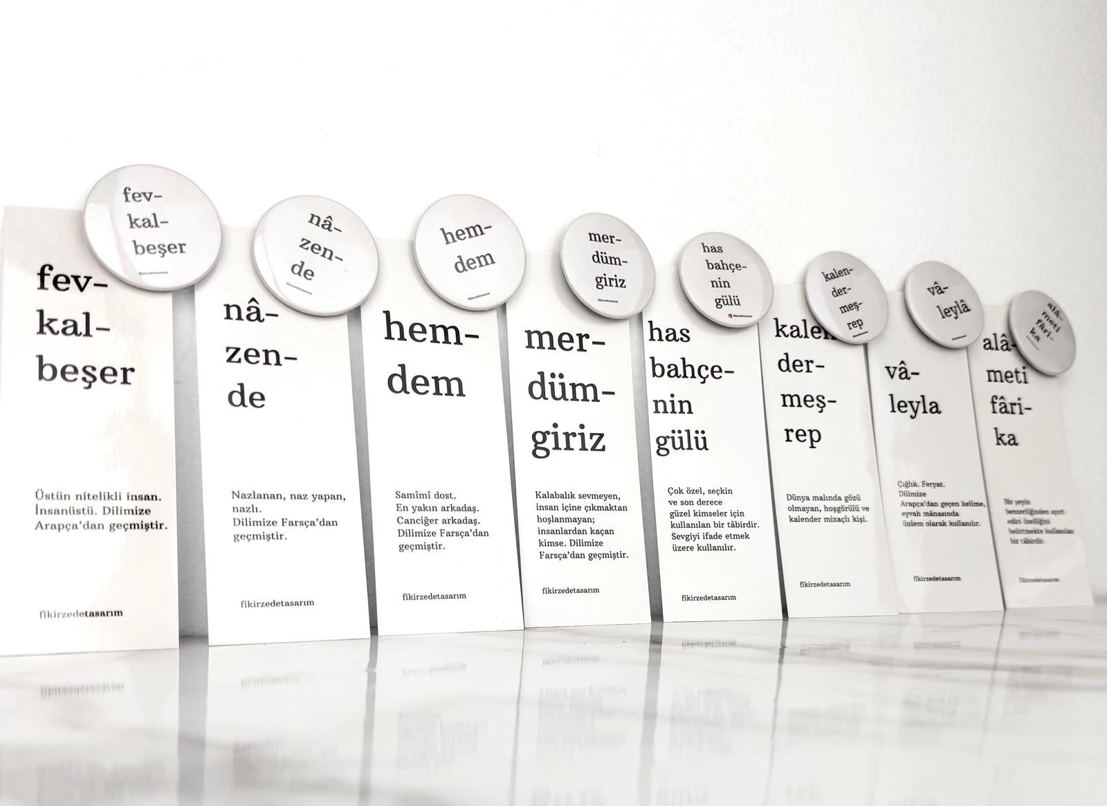 Hisli Kelimeler Ayraç & Rozet Seti