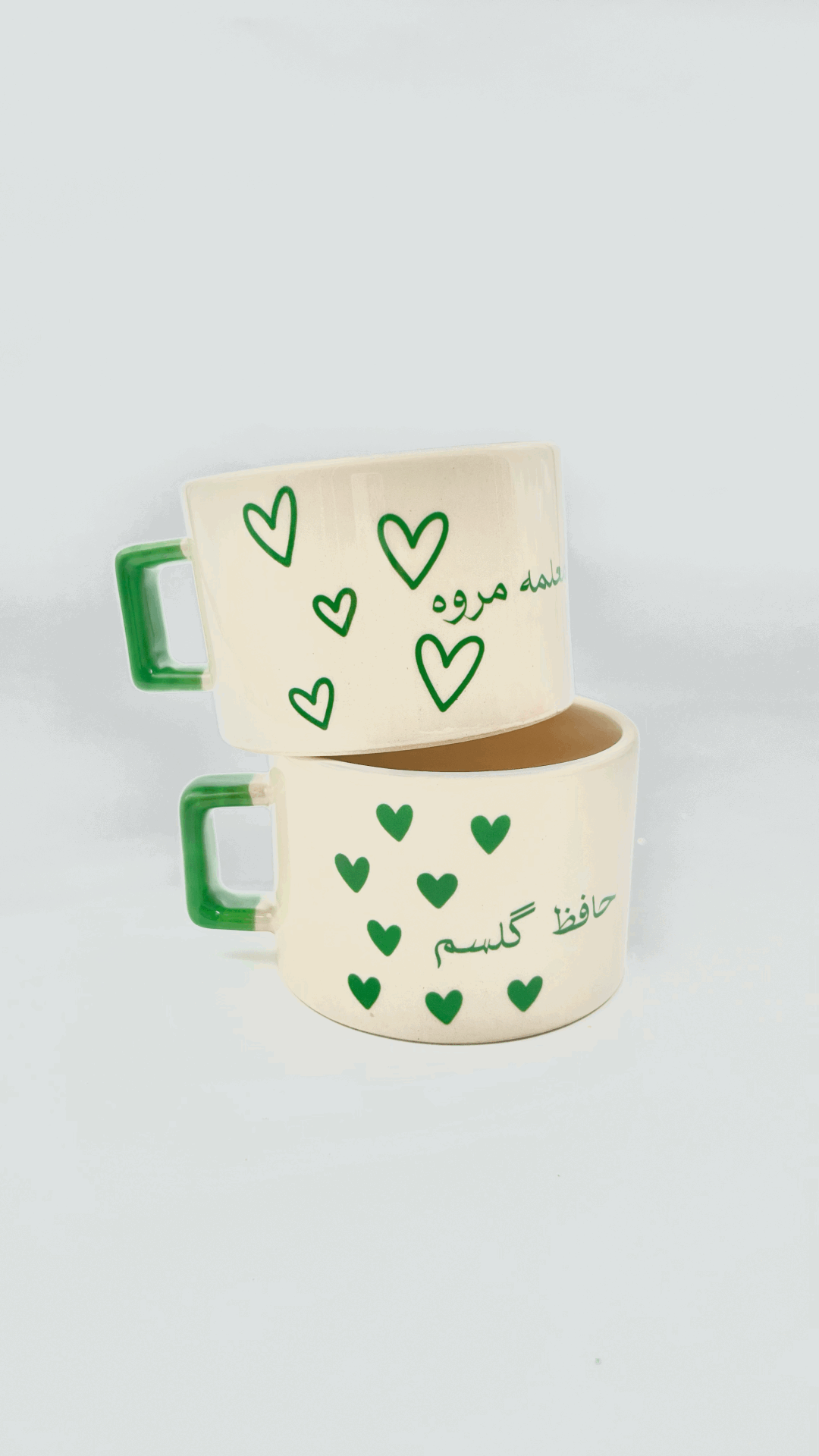 İçi Dolu Kalp Detaylı Osmanlıca İsme Özel Lüks  Kupa